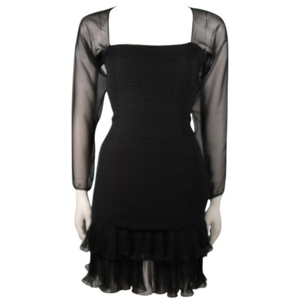 VINTAGE OSCAR DE LA RENTA SILK AND CHIFFON DRESS